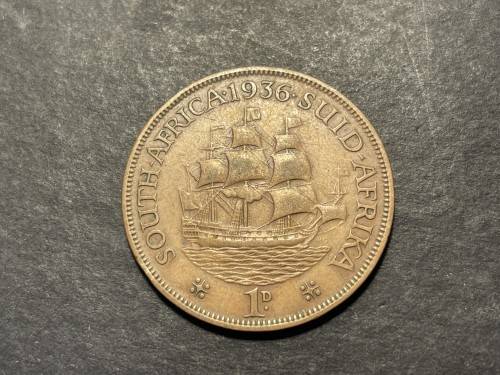 Nice 1936 SA Union 1 penny coin