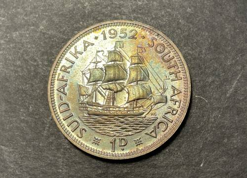 Excellent Proof 1952 SA Union 1 penny coin