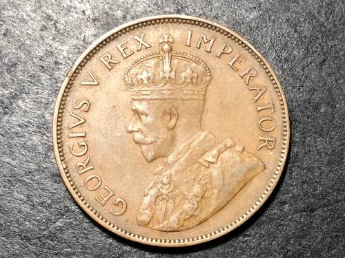 1935 King George V South African 1 penny bronze coin - lot 1 of 3