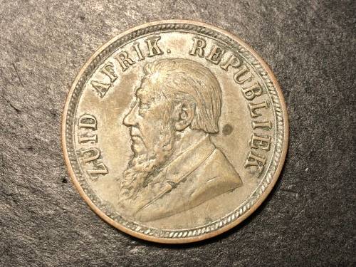 1898 ZAR Bronze Paul Kruger 1 penny coin