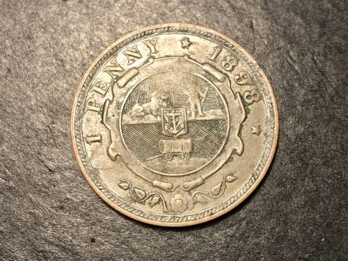 1898 ZAR Bronze Paul Kruger 1 penny coin