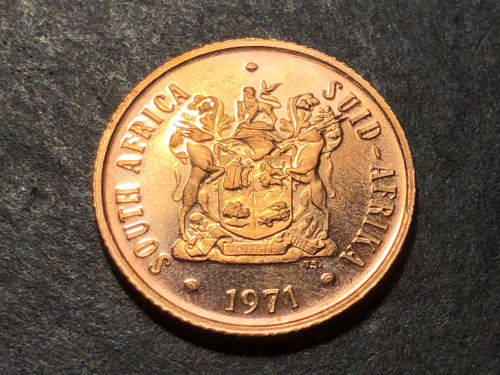 Brilliant Proof 1971 RSA 2 Cent coin
