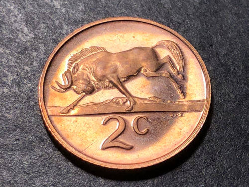 Brilliant Proof 1971 RSA 2 Cent coin