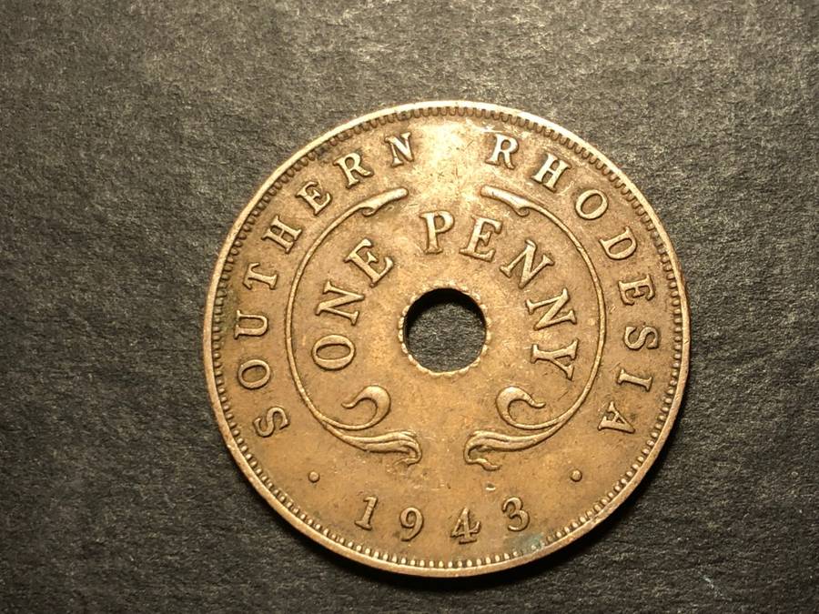 Nice 1943 1 Penny coin from Southern Rhodesia