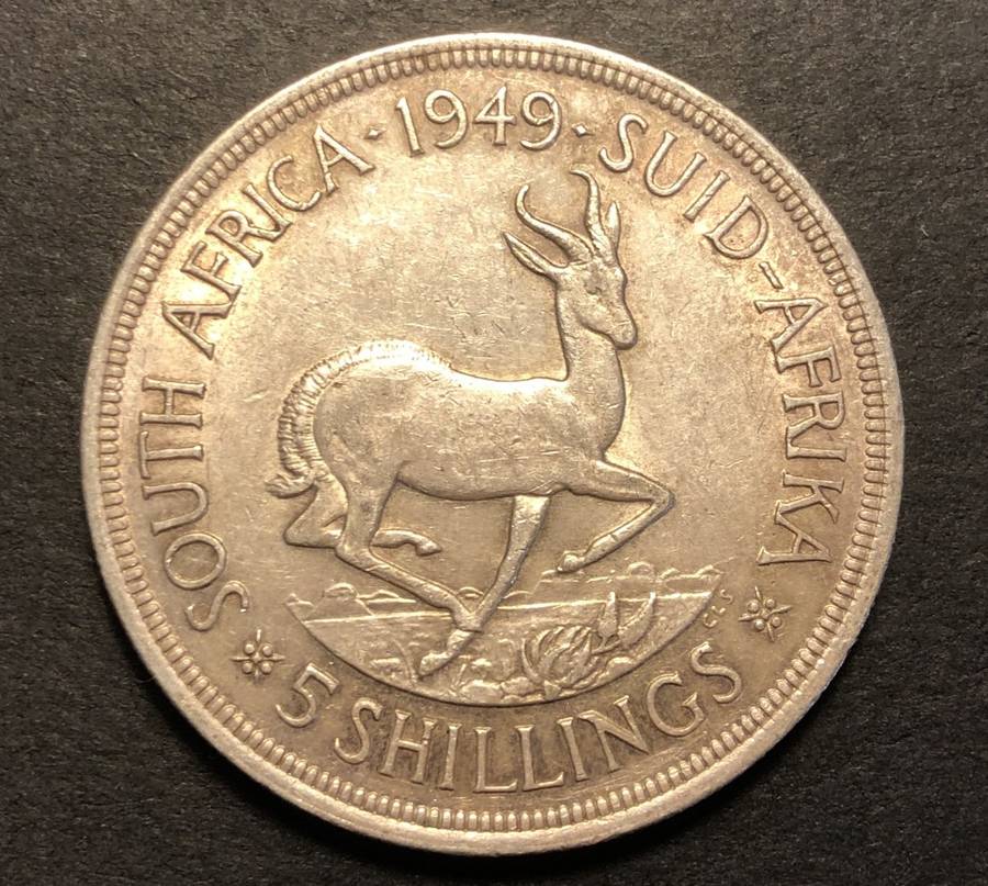 1949 SA Union 5 shilling (crown) silver coin