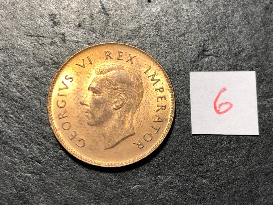 Excellent AU+/UNC 1942 Bronze 1/4 penny coin - Red colour variety - Lot 6 of 6