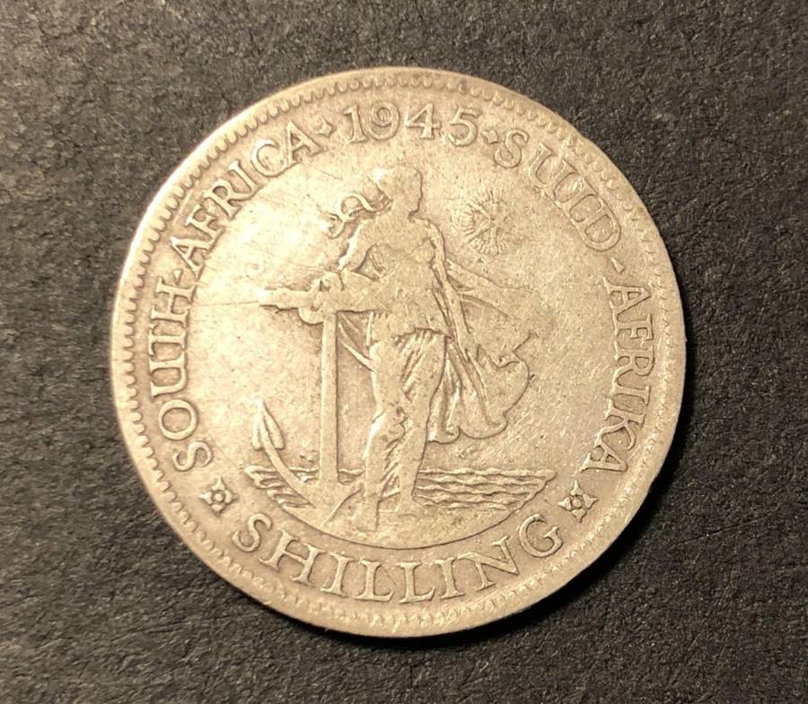 Scarce 1945 SA Union silver shilling coin -  Only 54,266 Minted - Nice 80% silver filler