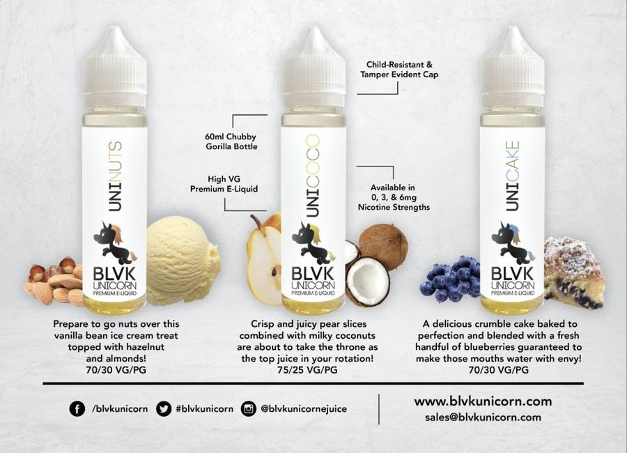 BLVK Unicorn Ejuice 60ml- UniNUTS Eliquid - E-liquid/Vape Juice/Smoke Juice 60ml 3mg