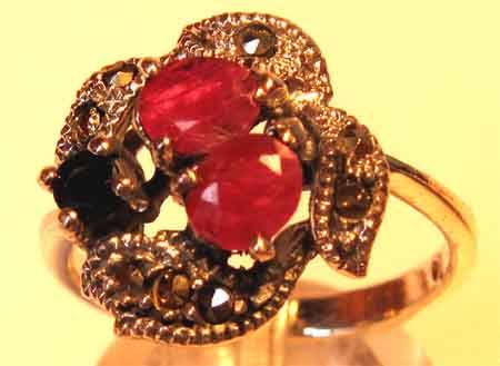 Solid 925 -Sterling silver and Genuine Rubies Ring