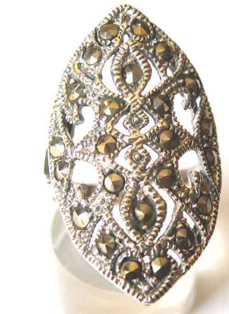 Solid 925 -Sterling Silver & Marcasite Ring.