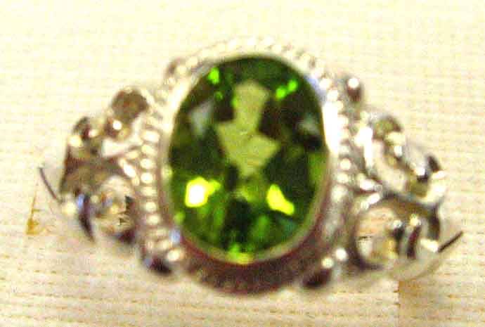Lovely- 925 Sterling Silver and Genuine Peridot Ring.