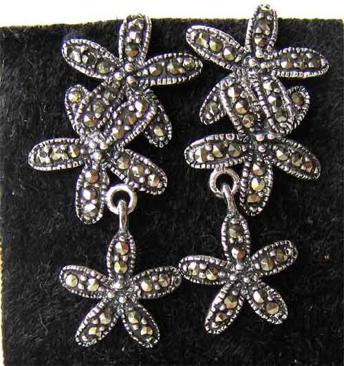 A pair of Beautiful Sterling Silver and Marcasite Earrings.