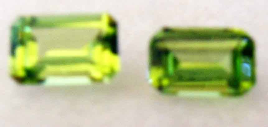 1 lot , 2 pieces of  6.00 x 4.00 mm Octagonal  cut Peridot , T. W. 1.15cts