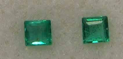 1 Lot, 2 Pieces of 2.10 x 2.10 mm Square cut Emeralds, T. W. 0.11ct.