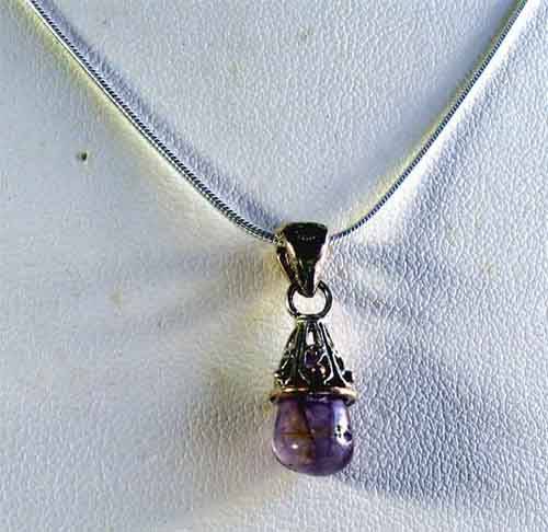 Genuine -Sterling Silver ,Amethyst pendant and Sterling  silver Chain