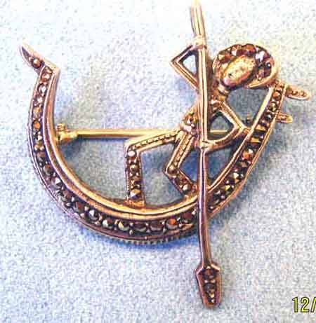 Cute , Sterling Silver and Marcasite-  Brooch.
