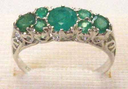 Lovely Sterling Silver and Genuine Emeralds  Ring.