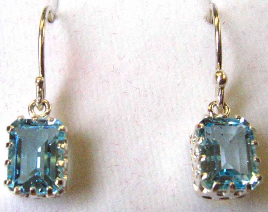 WONDERFUL STERLING SILVER AND BLUE TOPAZ EARRINGS.