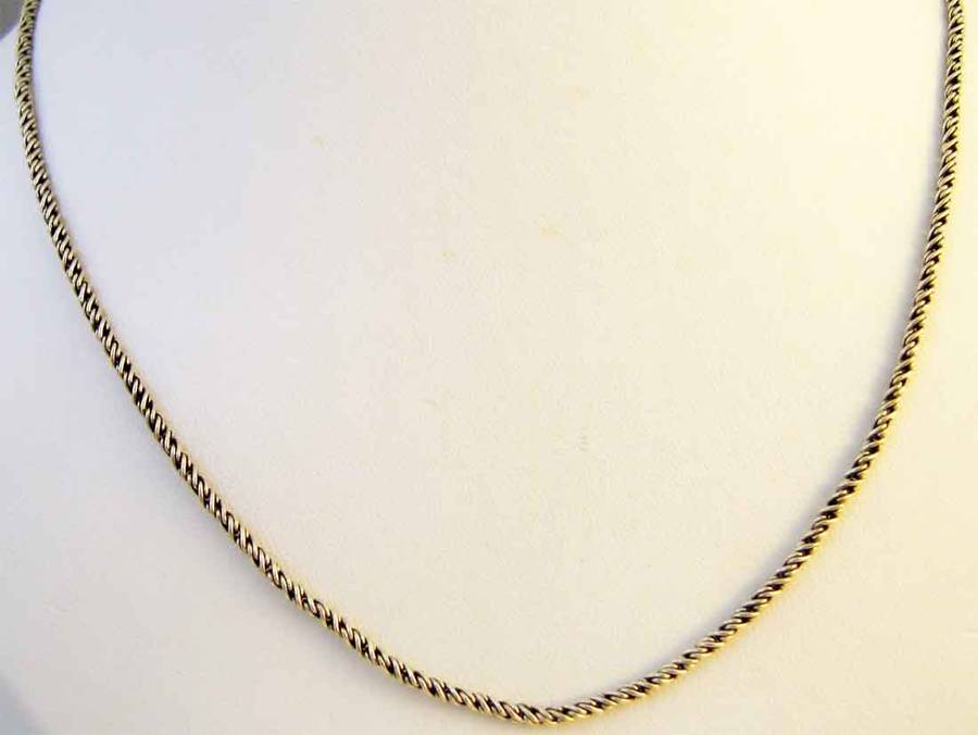 Sterling Silver -'' popcorn '' Neckchain , 70 cm long