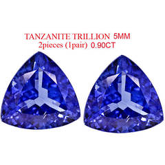 0.90CT 2PIECES ( 1 PAIR) TANZANITE BLUE VIOLET VVS Clarity TRILLION 5MM