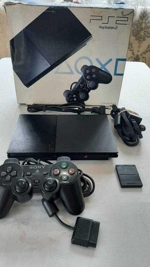playstation 2 (ps2) console with box + control + memory card + 5 games