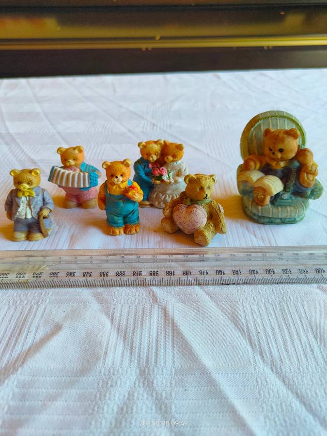 Adorable collection of mini bear figurines - perfect for printers tray