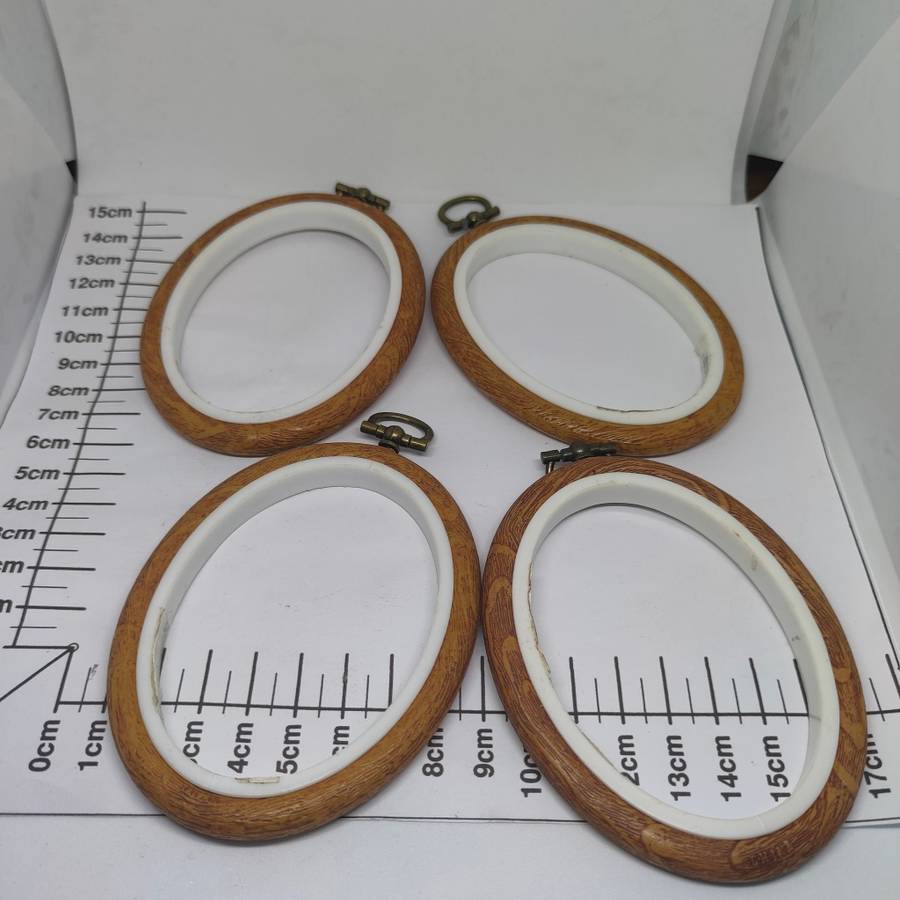 Four oval embroidery hoops