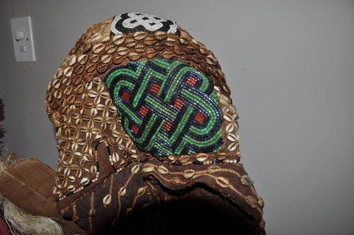 Orignal "Kuba" African Headdress with Glass beads and Cowrie Shells