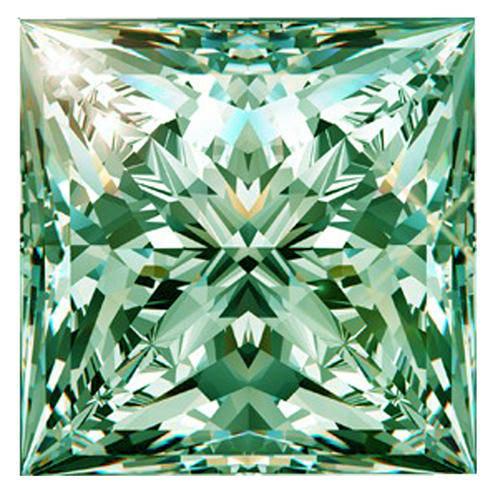 2.13 ct (VS1)WHITE GREEN BLUE PRINCESS LOOSE REAL MOISSANITE