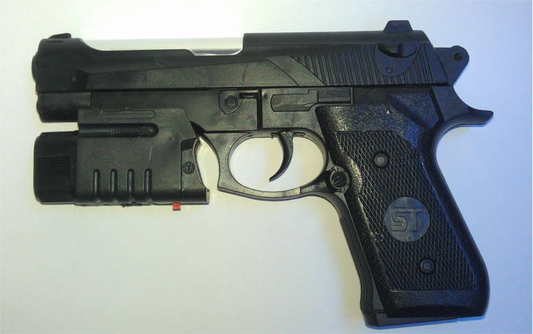 Air Soft Gun including Laser Aim Module and LED Flashlight
