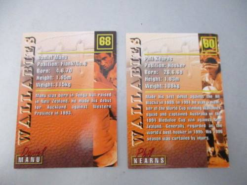 WALLABIES - RUGBY 2 TRADING CARDS - DANIEL MANU & PHIL KEARNS