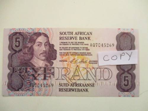 FIVE RAND R5 BANK NOTE - AQ7045269 UNC
