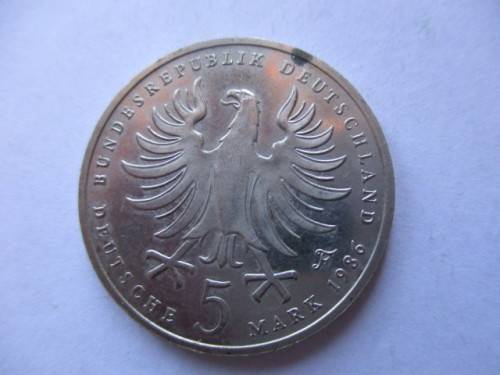 GERMANY 5 MARK COIN 1986 - 2OOTH ANNIVERSARY - DEATH OF FREDERICK THE GREAT