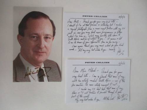 AUTOGRAPHED / SIGNED - PETER CELLIER -  AND 2 HAND WRITTEN LETTERS