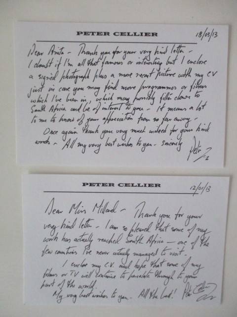 AUTOGRAPHED / SIGNED - PETER CELLIER -  AND 2 HAND WRITTEN LETTERS