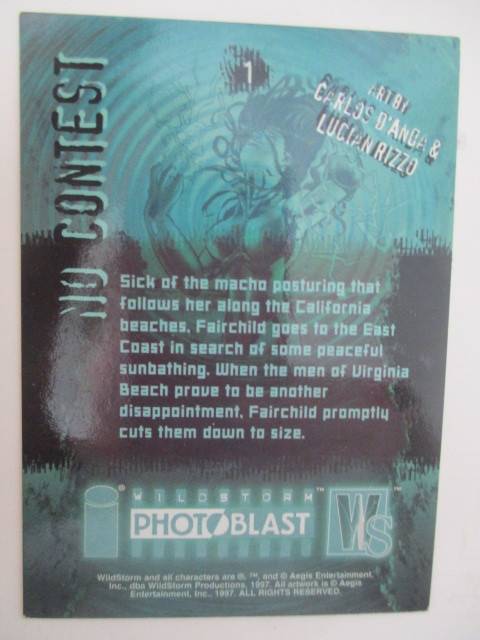 PHOTO BLAST WILD STORM TRADING CARDS  - NO CONTEST  NO. 1