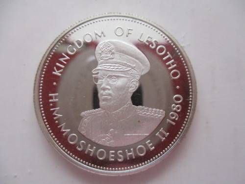 LESOTHO  10 MALOTI  SILVER -  PROOF COIN  - 1980
