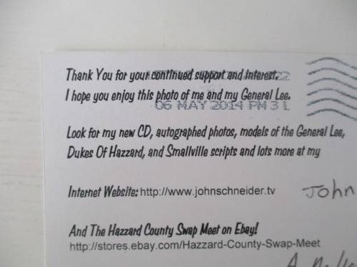 PRINTED AUTOGRAPH  JOHN SCHNEIDER - DUKES OF HAZZARD POSTCARD SIZE