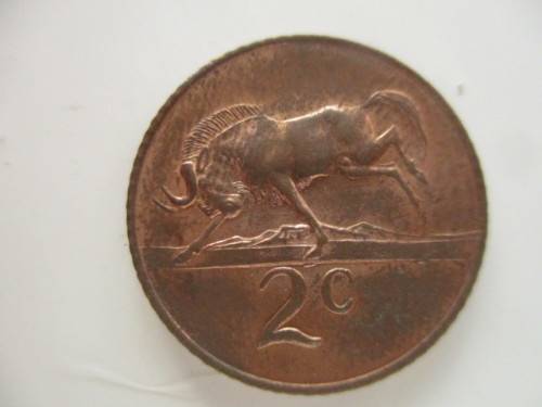 SOUTH AFRICA  - AFRIKAANS - VAN RIEBEEK 2c  COIN  1965  GREAT CONDITION