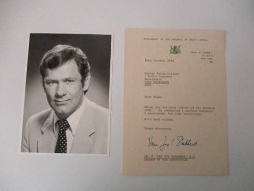 AUTOGRAPHED / SIGNED -  DR. F. VAN ZYL SLABBERT M.P.  1980