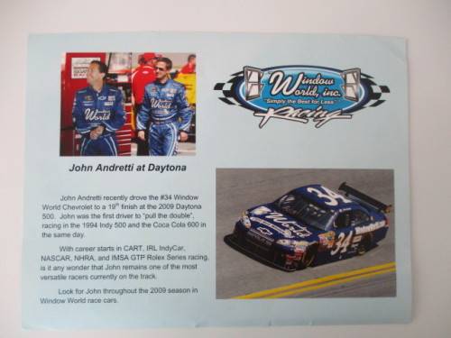 AUTOGRAPHED / SIGNED - JOHN ANDRETTI  AND PRINTED AUTOGRAPH BOTH A4 SIZE