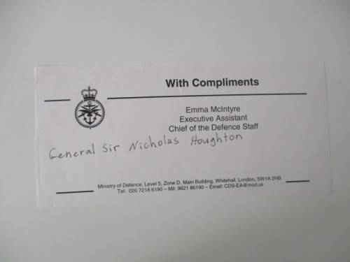 AUTOGRAPHED SIGNED - GENERAL SIR NICHOLAS HOUGHTON