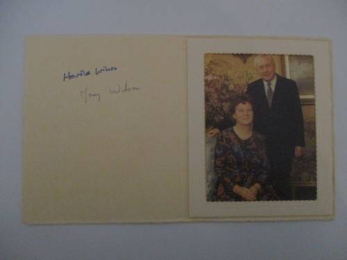 AUTOGRAPHED / SIGNED THANK YOU CARD OF LORD WILSON FORMER UK PRIME MINISTER OF ENGLAND