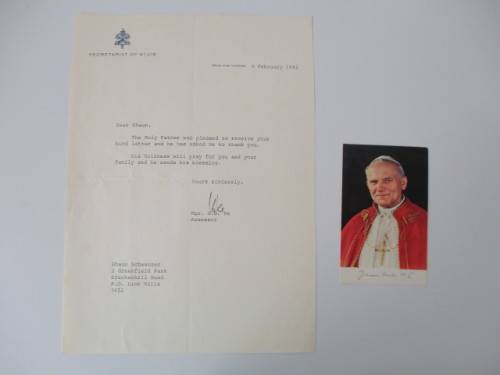 PRINTED AUTOGRAPH POPE JOHN PAULL II