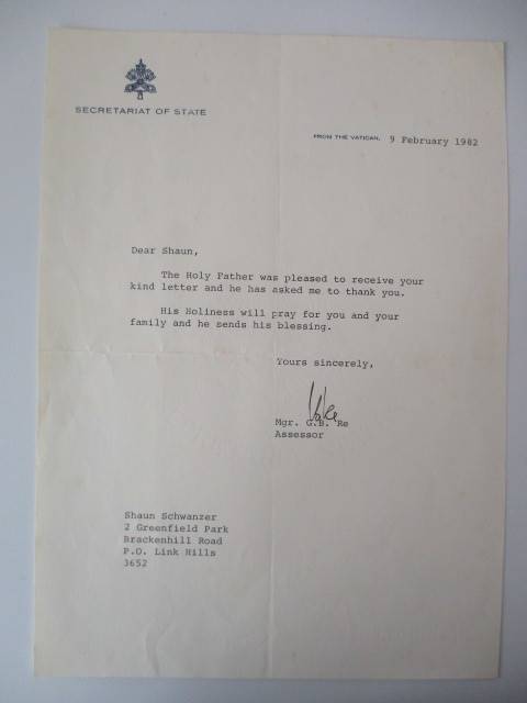 PRINTED AUTOGRAPH POPE JOHN PAULL II