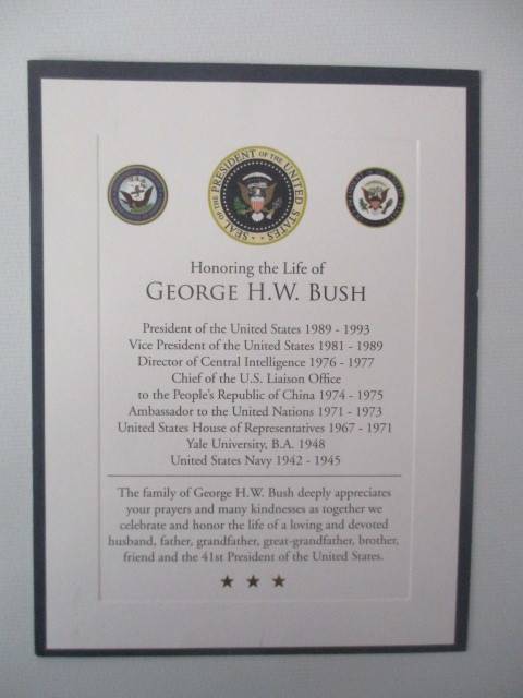 AUTOGRAPHED / SIGNED -  USA  PRESIDENT DWIGHT D. EISENHOWER A4 FREE GEORGE BUSH FUNERAL CARD!!!