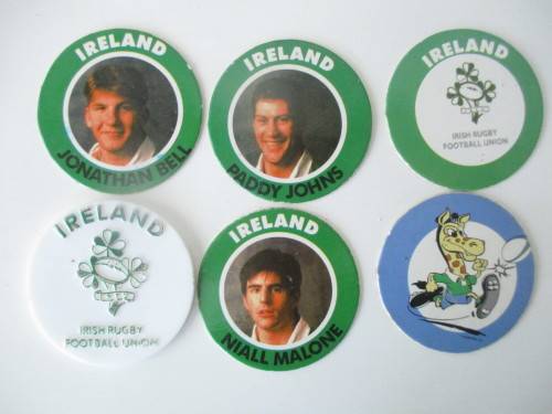 VINTAGE IRELAND RUGBY TAZOS - 6 PIECES - ARLENCO