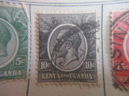 KENYA AND UGANDA - 4  USED MOUNTED KING GEORGE V STAMPS