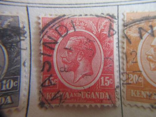 KENYA AND UGANDA - 4  USED MOUNTED KING GEORGE V STAMPS