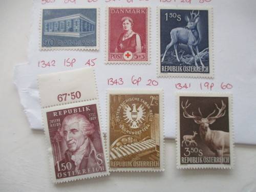 AUSTRIA AND / DENMARK LOT OF UNUSED MOUNTED STAMPS